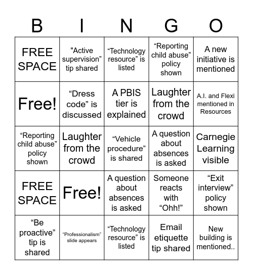 We here Bingo Card
