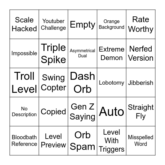 Recent Tab Bingo Card