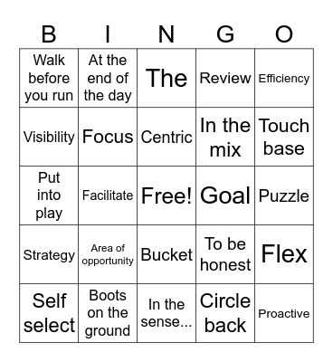Buzzword Bingo Card