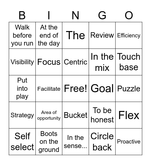 Buzzword Bingo Card