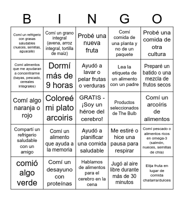 Brain Food Bingo Card