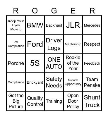 ONE Auto Bingo Card