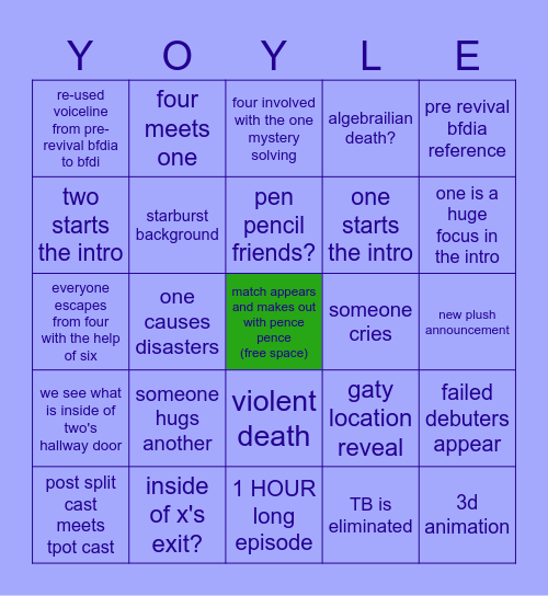 the power of two episode 19!!!! Bingo Card
