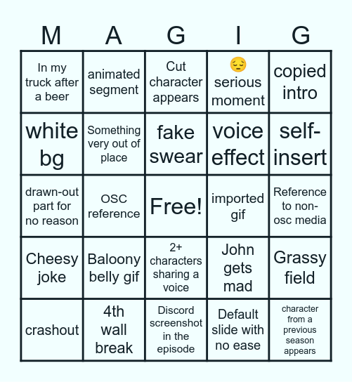 More Magig Bingo Card