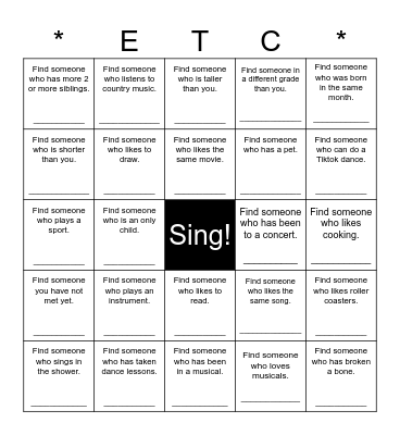 Find Someone Who... Bingo Card