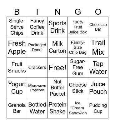Food and Snacks Bingo Card