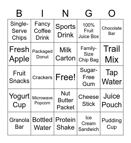Food and Snacks Bingo Card
