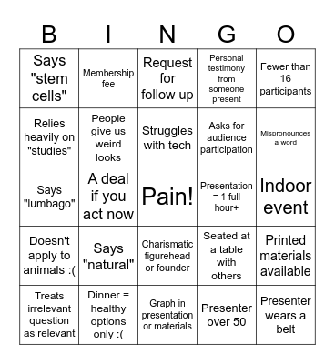 Cultgo Bingo Card