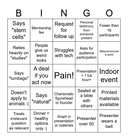 Cultgo Bingo Card
