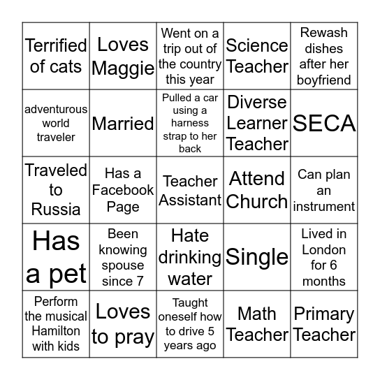 ALL IN THE FAMILY (MIRELES) Bingo Card