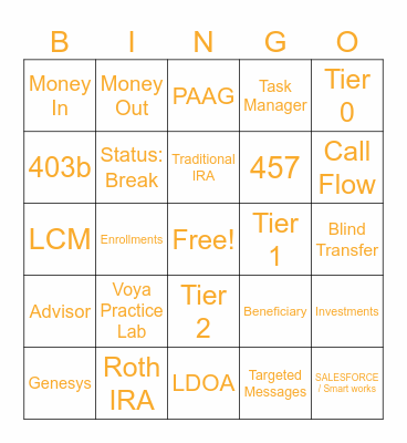 LCM New Hire Training Bingo Card