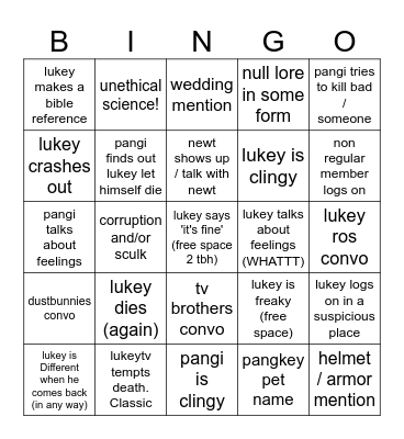 LUKEY POV BINGO JULY 14TH REALM Bingo Card