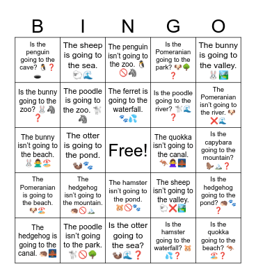 B5 L11 Natural places Bingo Card