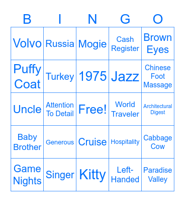 M      O      R      G      A      N Bingo Card