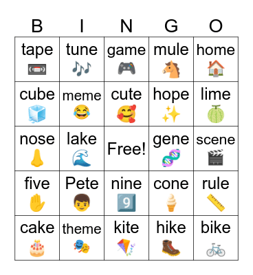 Long Vowel Review Bingo Card