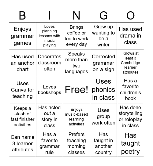 SAY HELLO, SAY BINGO! Bingo Card