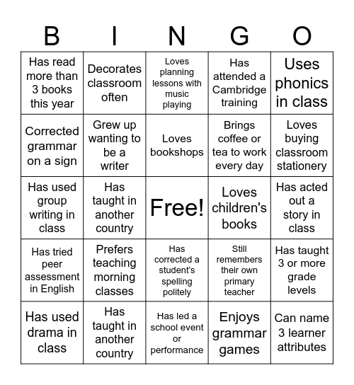 SAY HELLO, SAY BINGO! Bingo Card