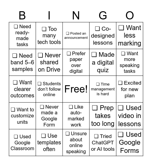 What's on Your Mind? Bingo Card