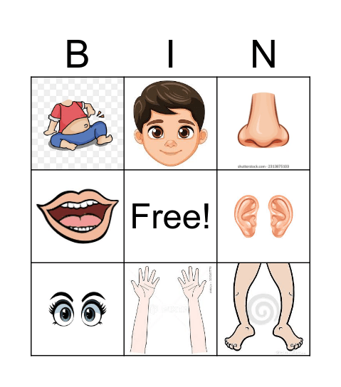 Body Parts Bingo Card
