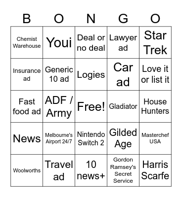 "10" Bongo Bingo Card