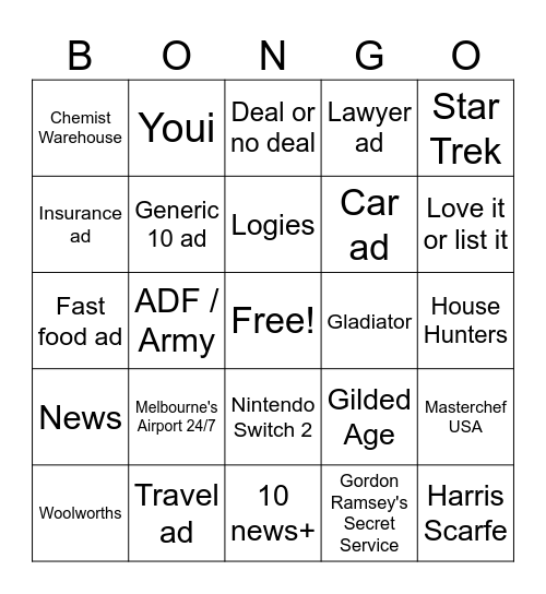 "10" Bongo Bingo Card