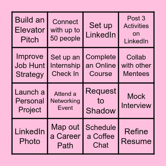 Malar's Career Development Bingo Card