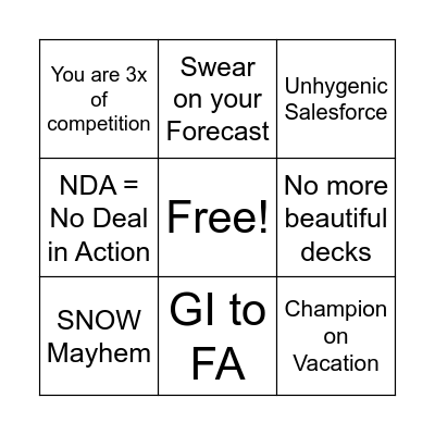 Sales Bingo Card