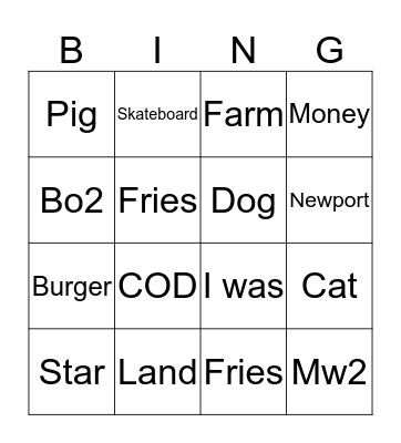 Farm bingo  Bingo Card