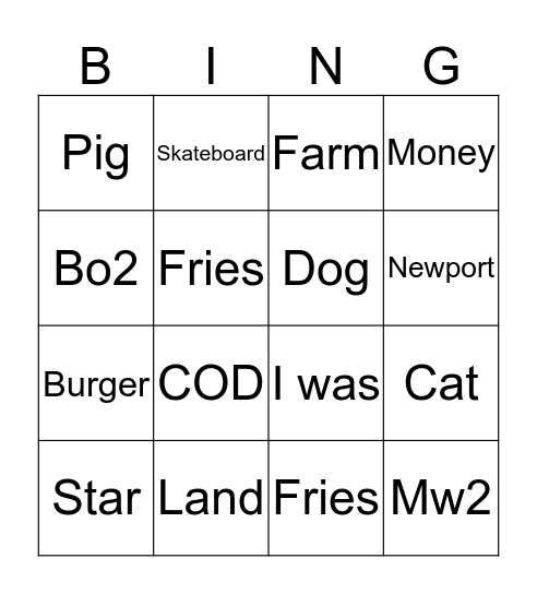 Farm bingo  Bingo Card