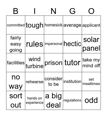 Cool Schools Bingo Card