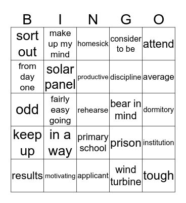 Cool Schools Bingo Card