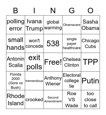 <3 Election Bingo <3 Bingo Card