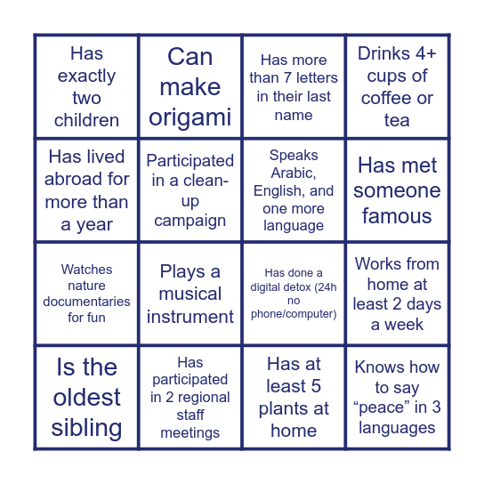 EcoPeace Human Bingo #3 Bingo Card