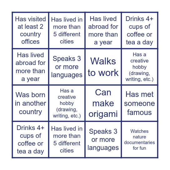 EcoPeace Human Bingo #6 Bingo Card