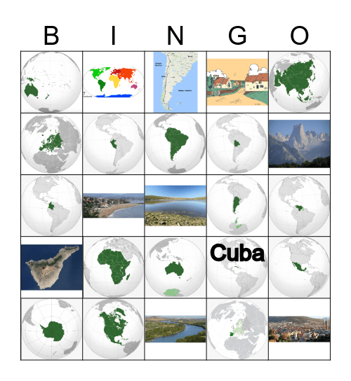 Continents & Countries Bingo Card