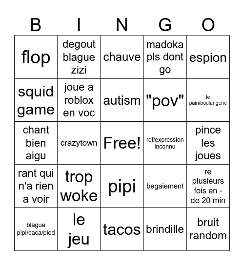 Ko bingo Card
