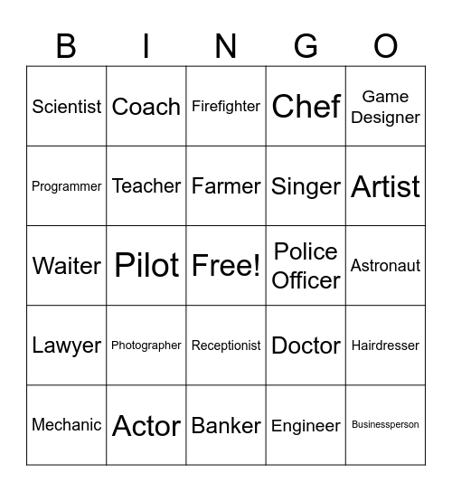 Career Bingo Card