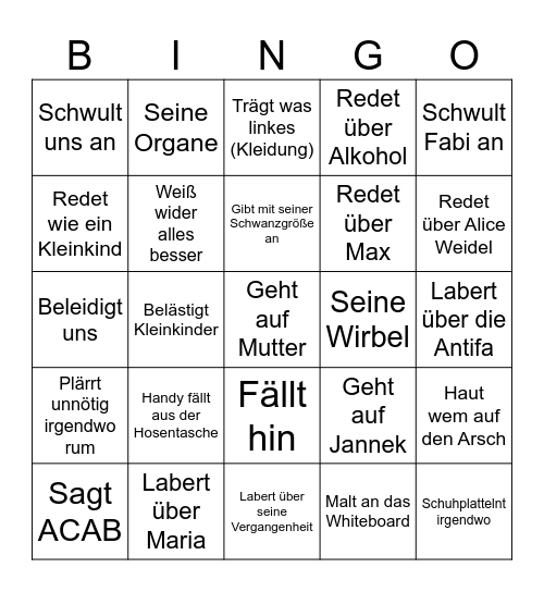 Raul Bingo Card