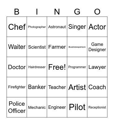 Career Bingo Card