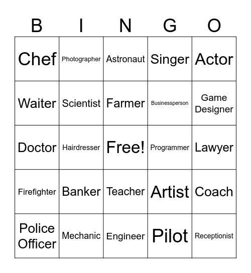 Career Bingo Card
