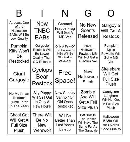 Halloween/Fall BAB Bingo Card