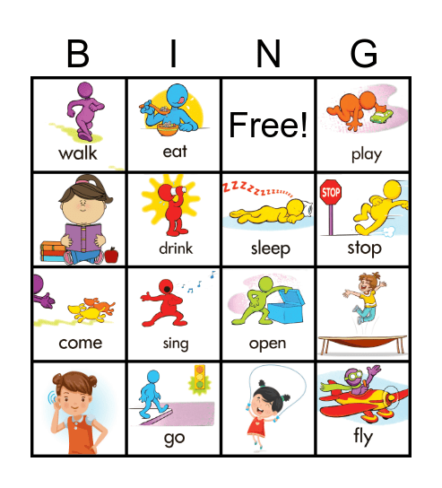 Action Verbs Bingo Card