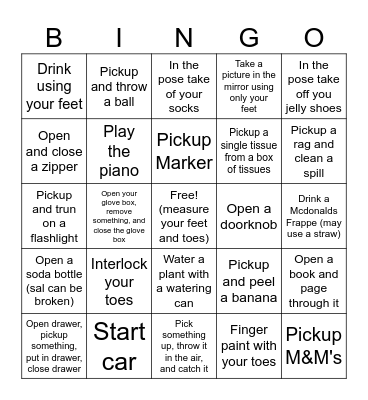 Feet Bingo Card