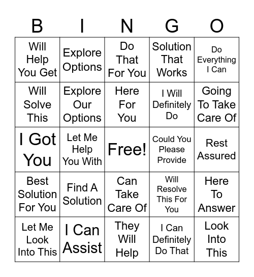 Advocacy Bingo Card