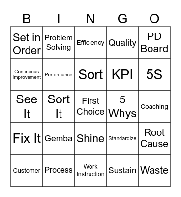 First Choice Bingo Card