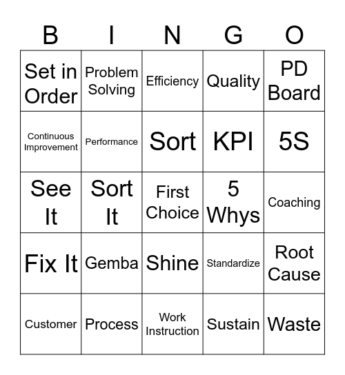First Choice Bingo Card
