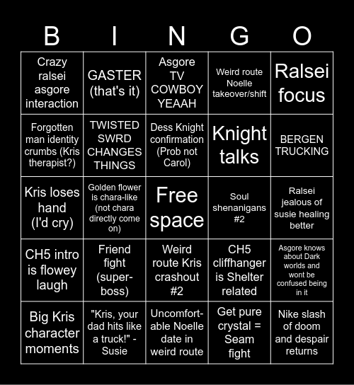 CH5 bingo Card