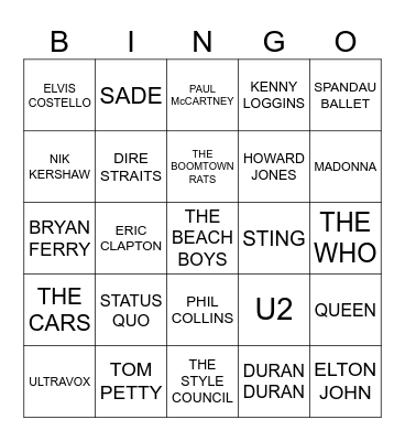 ERIC'S LIVE AID ANNIVERSARY SPECIAL!  WEMBLEY STADIUM AND JFK STADIUM Bingo Card