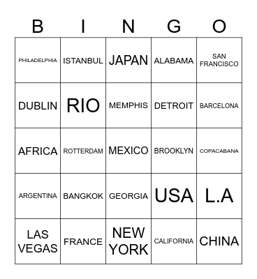 ERIC'S PLACES AROUND THE WORLD Bingo Card