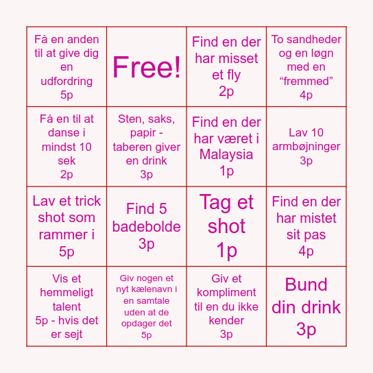 Ferie bingo Card